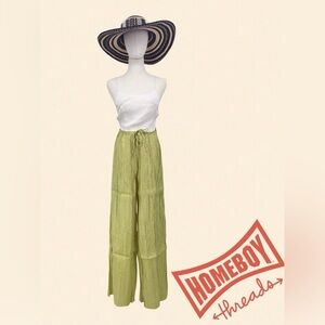 NWT Local European White and Green Wide Leg Jumpsuit size XS